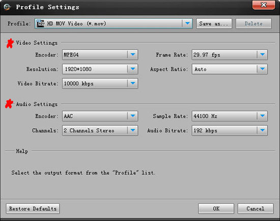 HD Video Settings